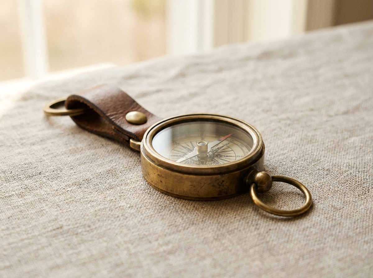 Brass Compass Keyring
