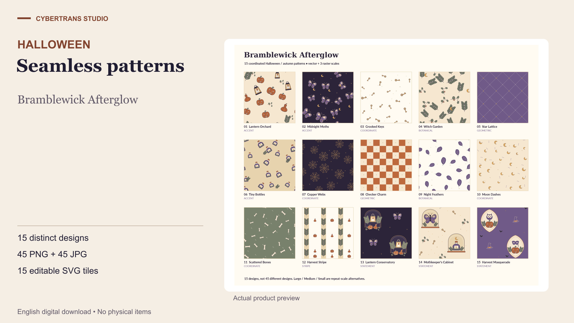 Bramblewick Afterglow — Halloween Seamless Patterns