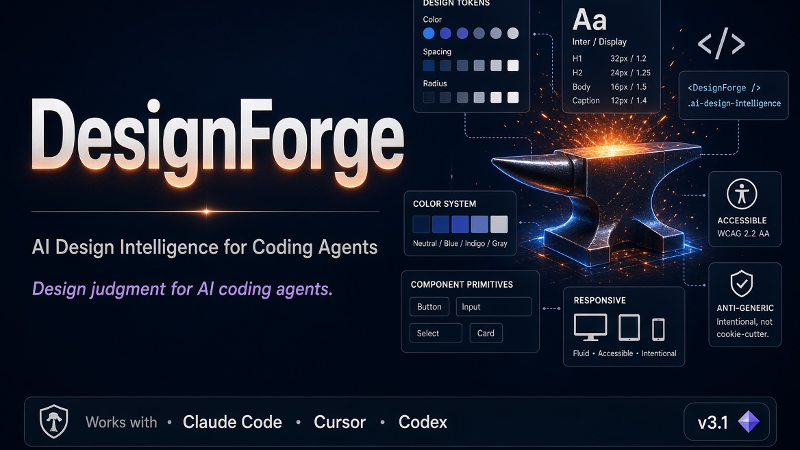 DesignForge — AI Design Intelligence Skill for Coding Agents