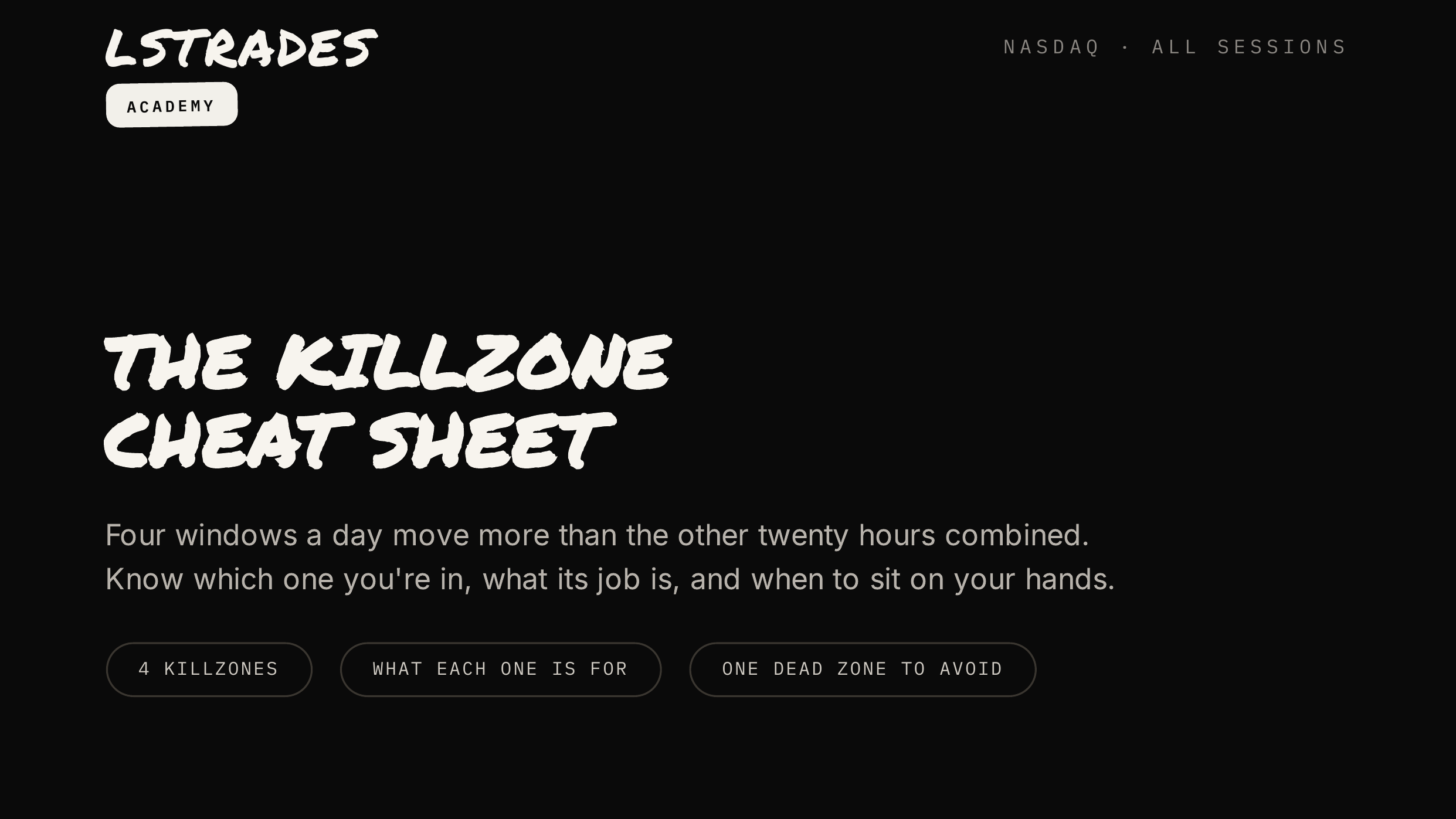 Killzone Cheat Sheet