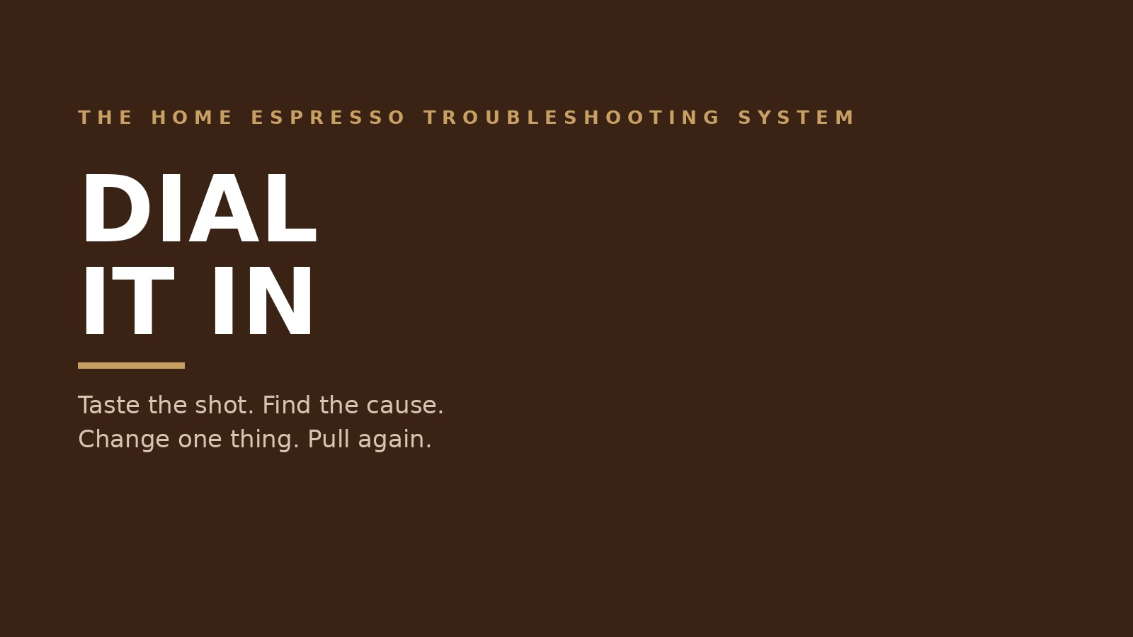 Dial It In — Home Espresso Troubleshooting System