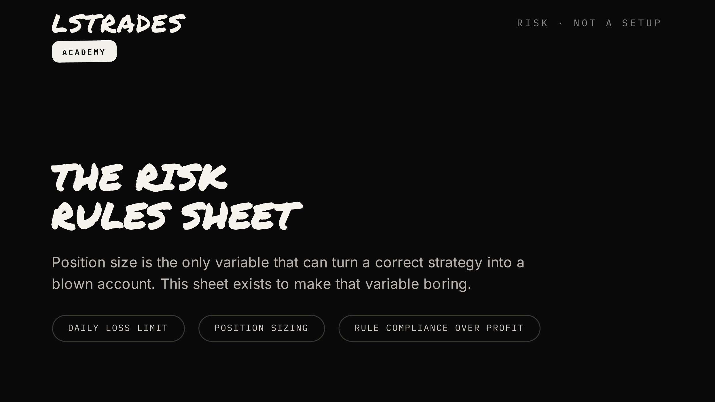 Risk Rules Sheet