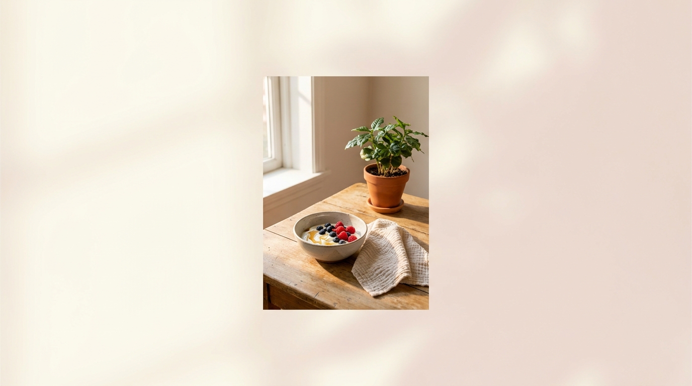 A set table with a simple meal