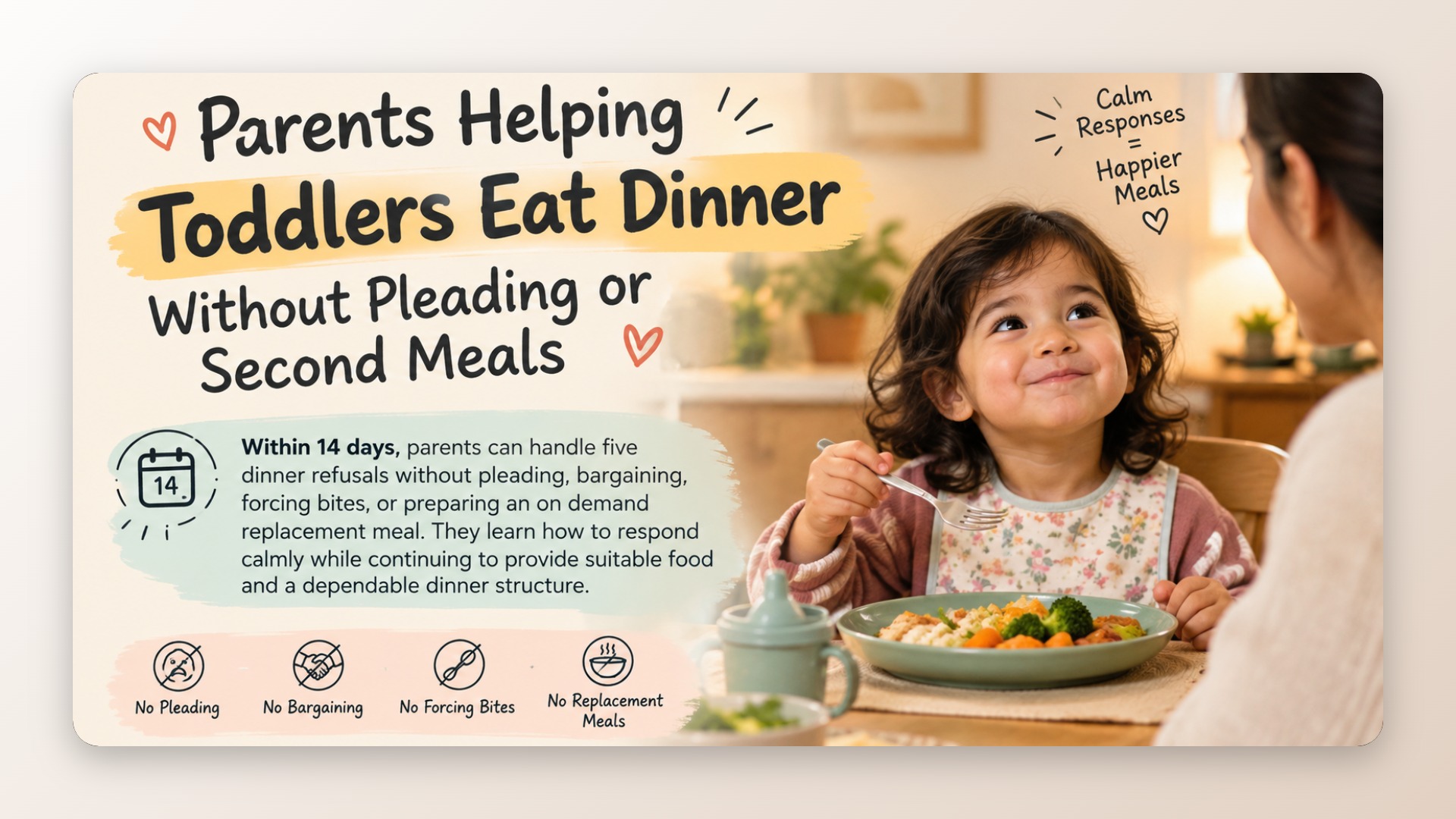Parents Helping Toddlers Eat Dinner Without Pleading or Second Meals