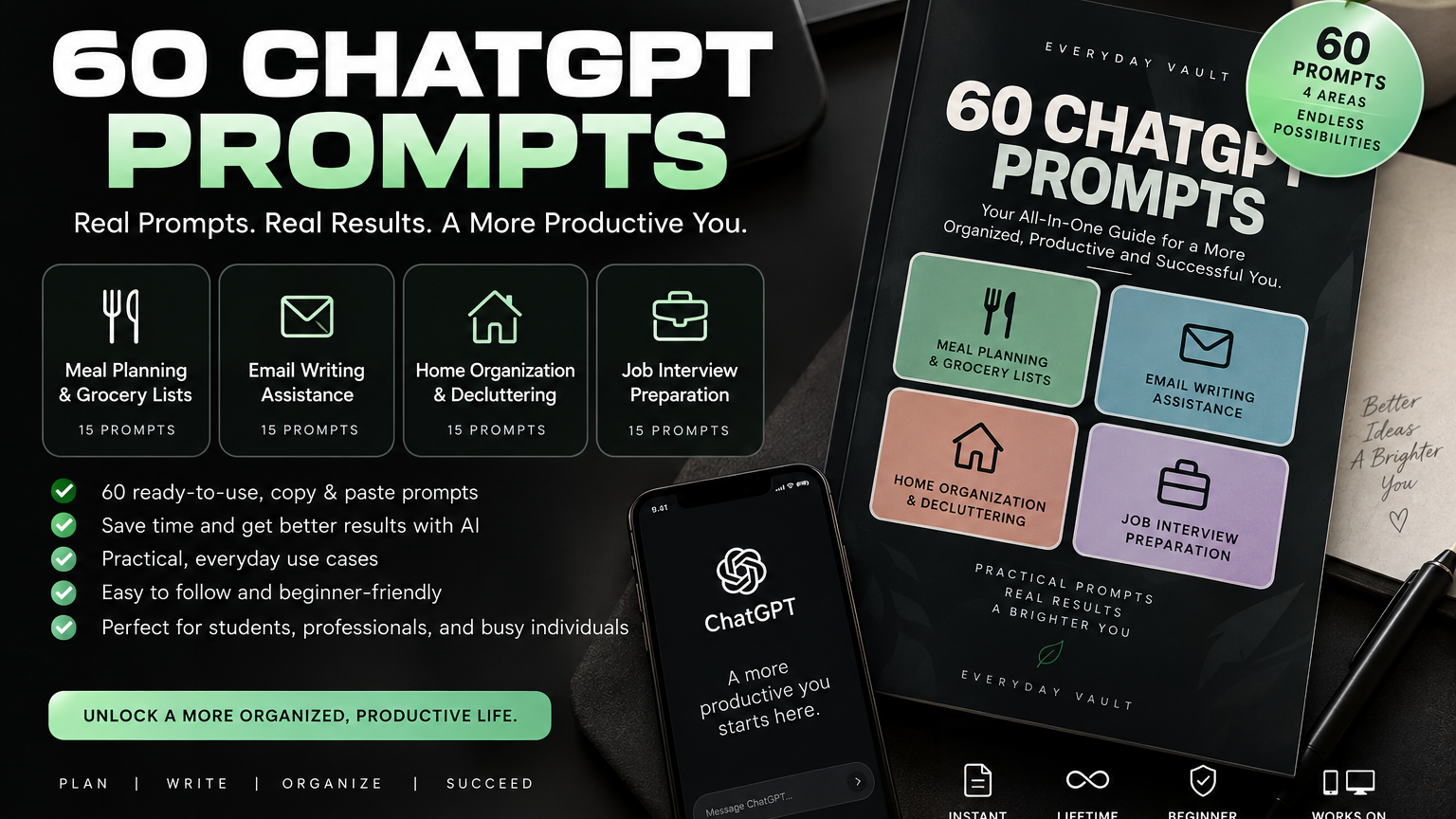 60 ChatGPT Prompts – Everyday Life & Productivity Pack