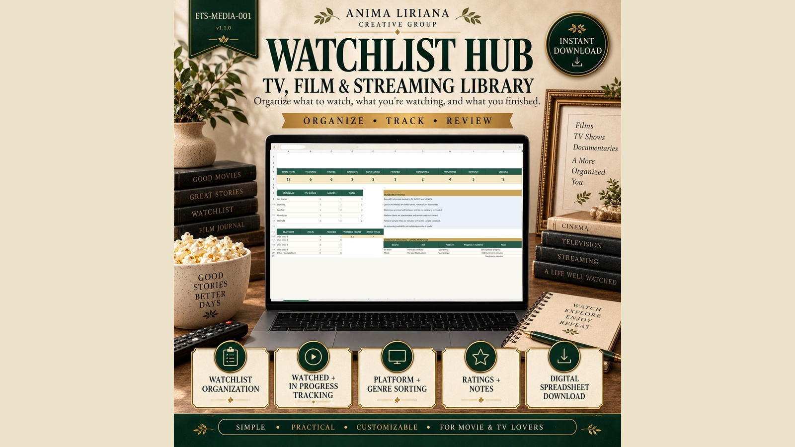 WATCHLIST HUB — Movie & TV Watchlist Spreadsheet