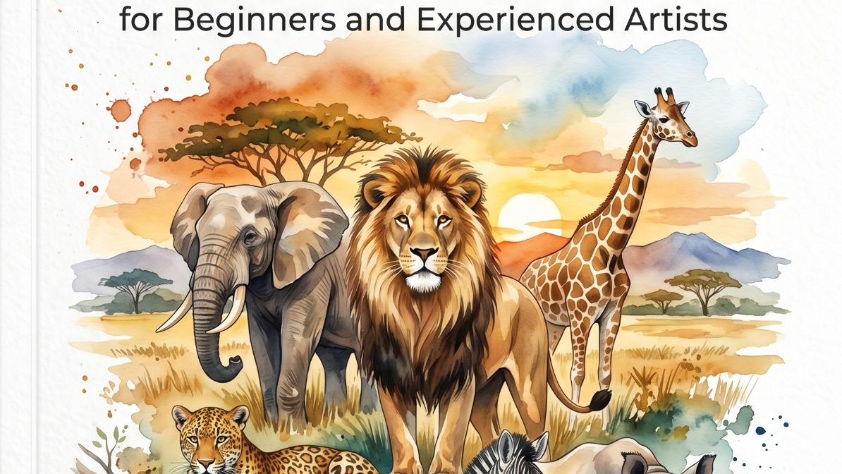 Watercolor Wildlife Collection: 20 A1 Size Printable Paint-Along Pages