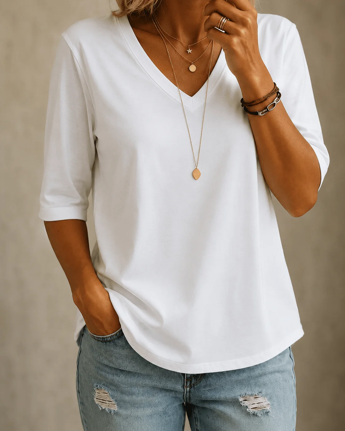 Calvera | Essential Comfort V-Neck Tee