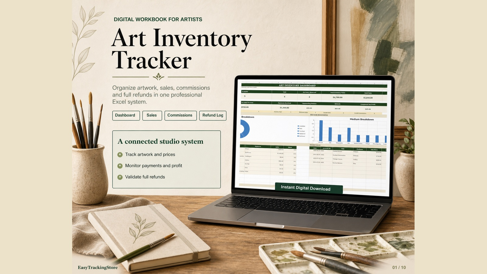 ART INVENTORY — Artwork, Sales & Commissions Excel Tracker