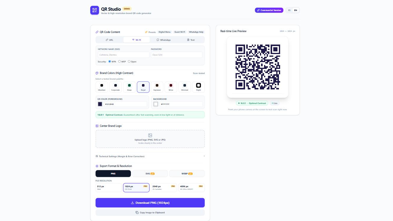 QR Studio — Editable Branded QR Generator