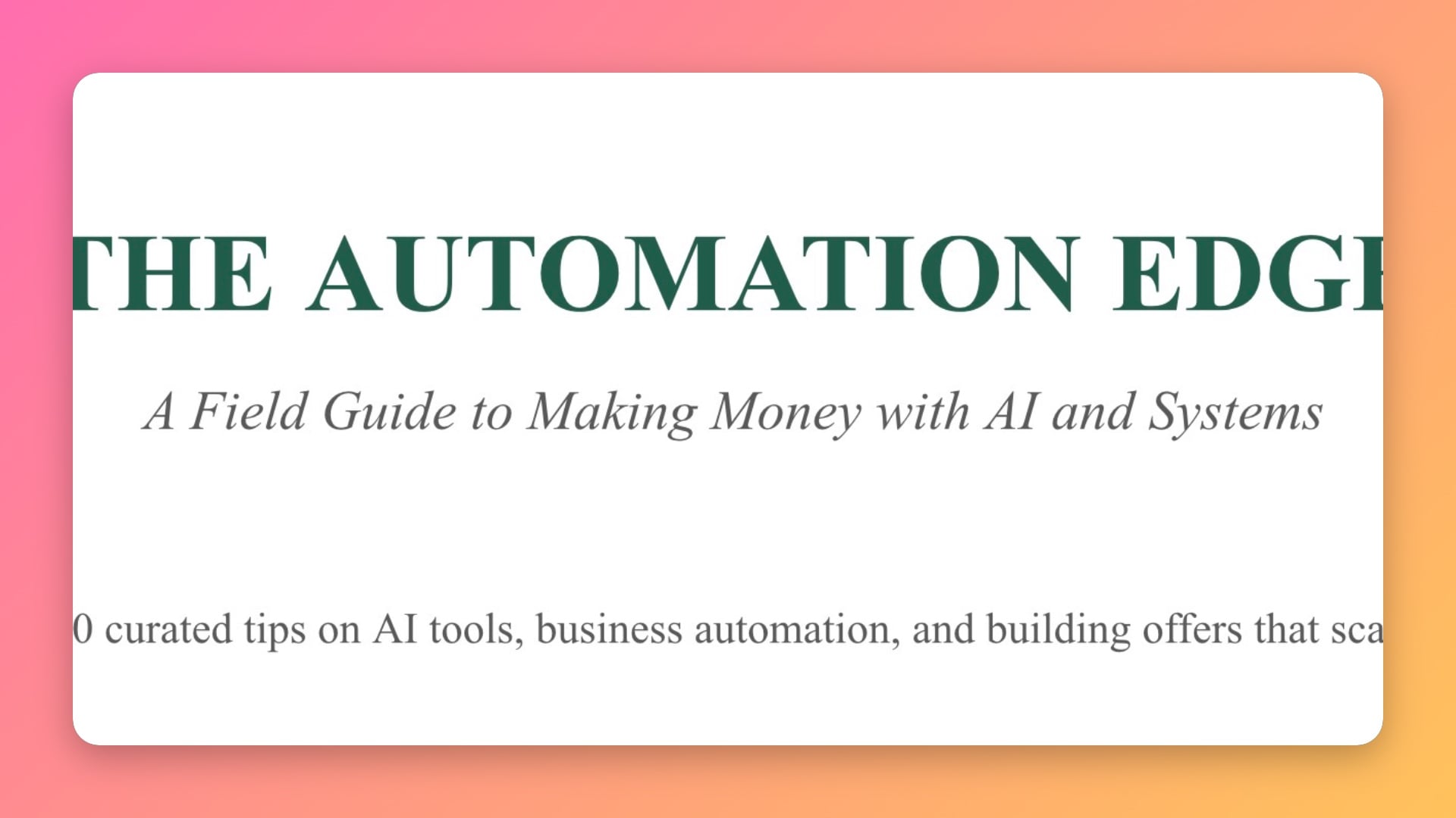 The Automation Edge