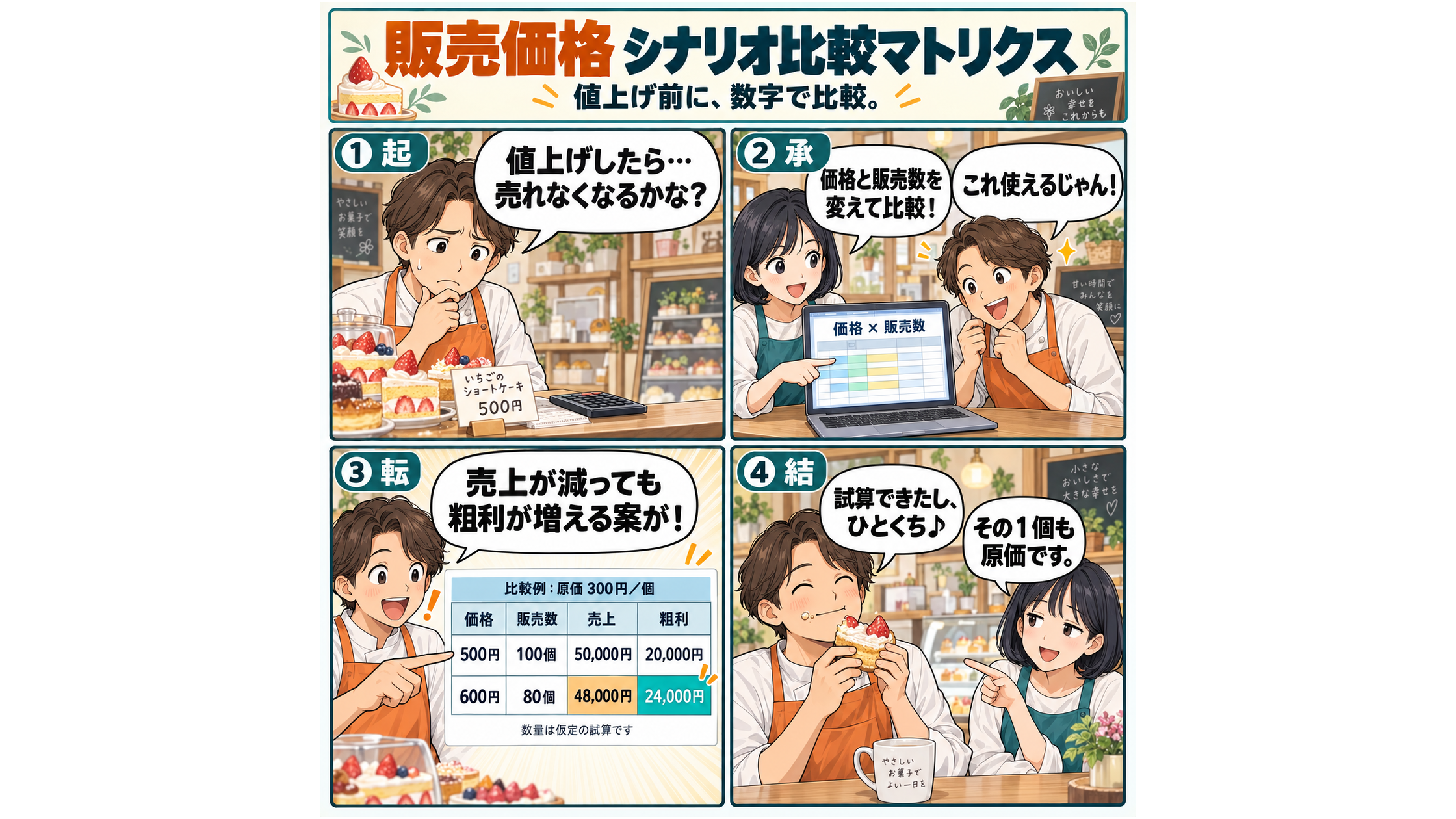 販売価格 シナリオ比較マトリクス / Selling Price Scenario Comparison Matrix