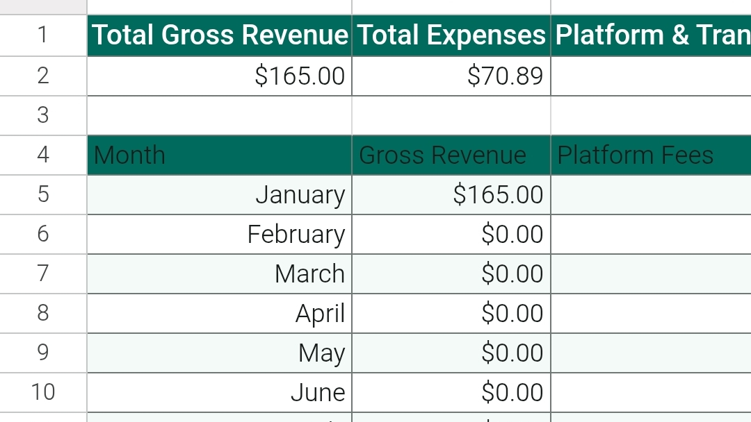 Small Business & Etsy Bookkeeping Spreadsheet