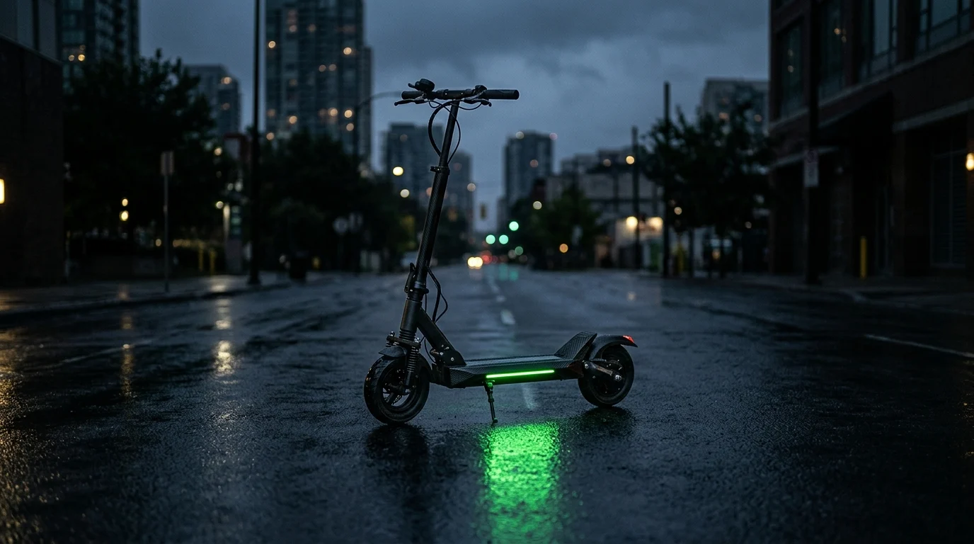 Golidoor One on a city street at dusk