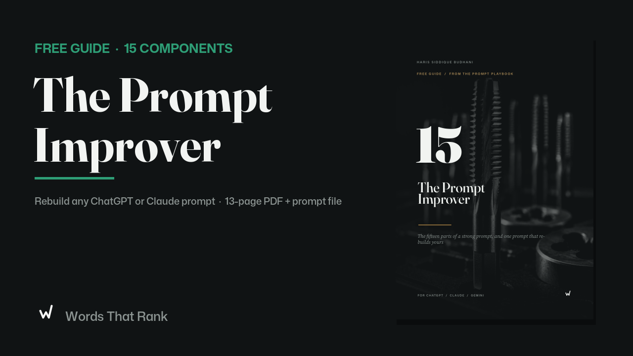 The Prompt Improver: Free ChatGPT and Claude Prompt Engineering Guide