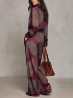 Ensemble satiné à imprimé cachemire bordeaux