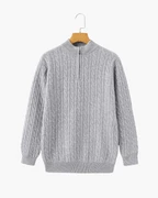 PULL DEMI-ZIP CACHEMIRE TISSÉ