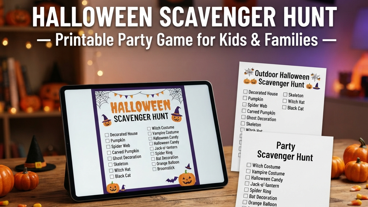Halloween Scavenger Hunt Printable Set – 2 Unique Checklists for Kids & Family