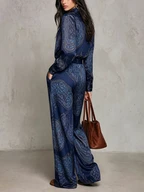 Ensemble satiné à imprimé cachemire noir
