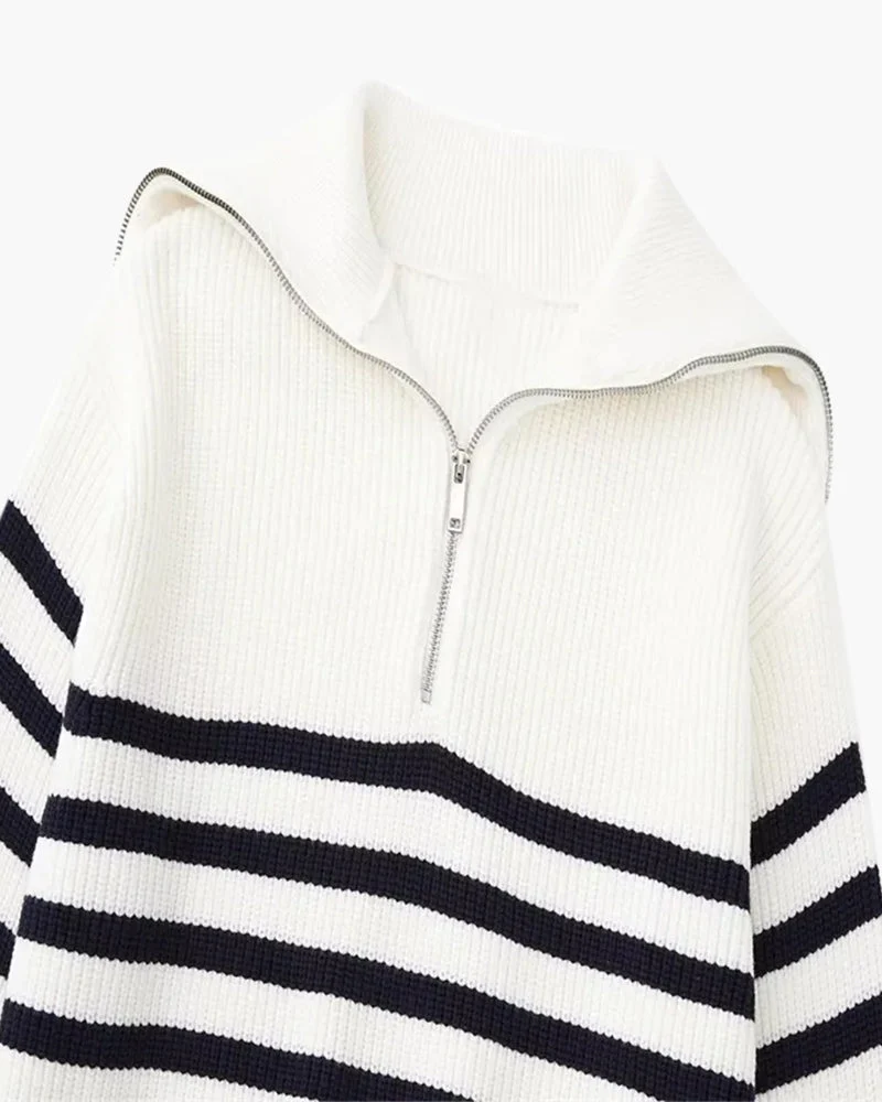 PULL ZIPPÉ RAYÉ