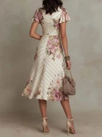 Alba - Robe Midi Florale Rétro Élégante
