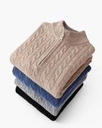 PULL DEMI-ZIP CACHEMIRE TISSÉ