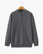 PULL CÔTELÉ DEMI-ZIP CACHEMIRE