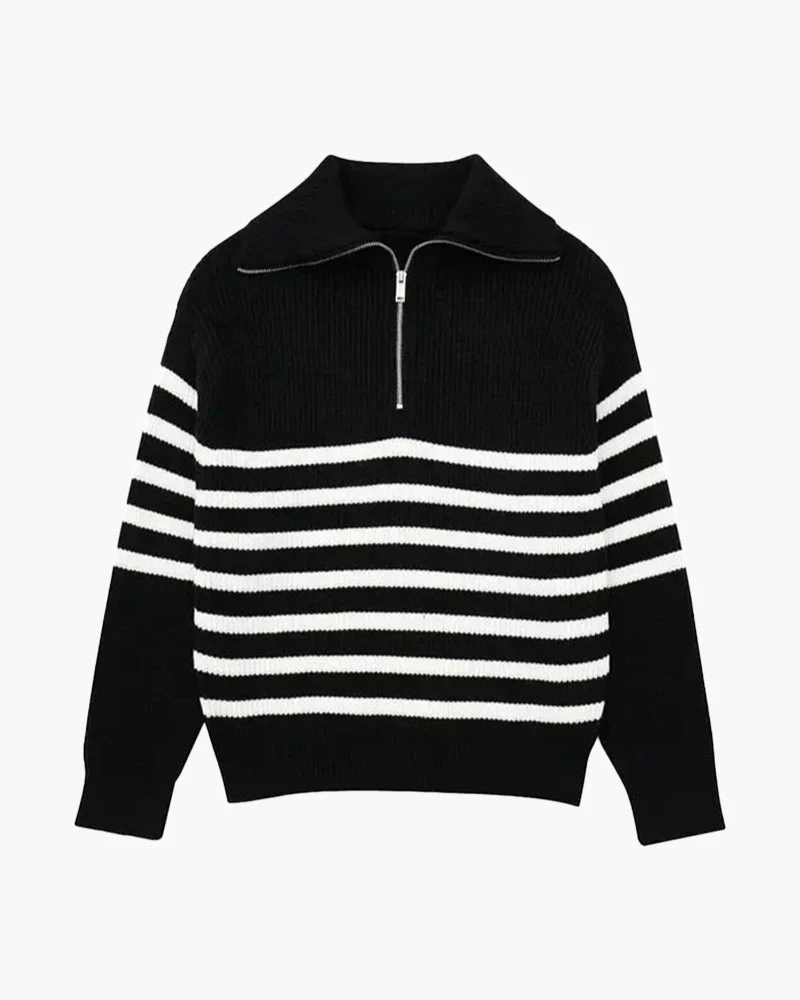 PULL ZIPPÉ RAYÉ