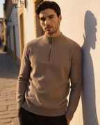 PULL CÔTELÉ DEMI-ZIP CACHEMIRE