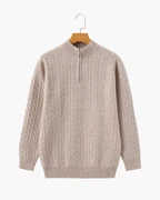 PULL DEMI-ZIP CACHEMIRE TISSÉ