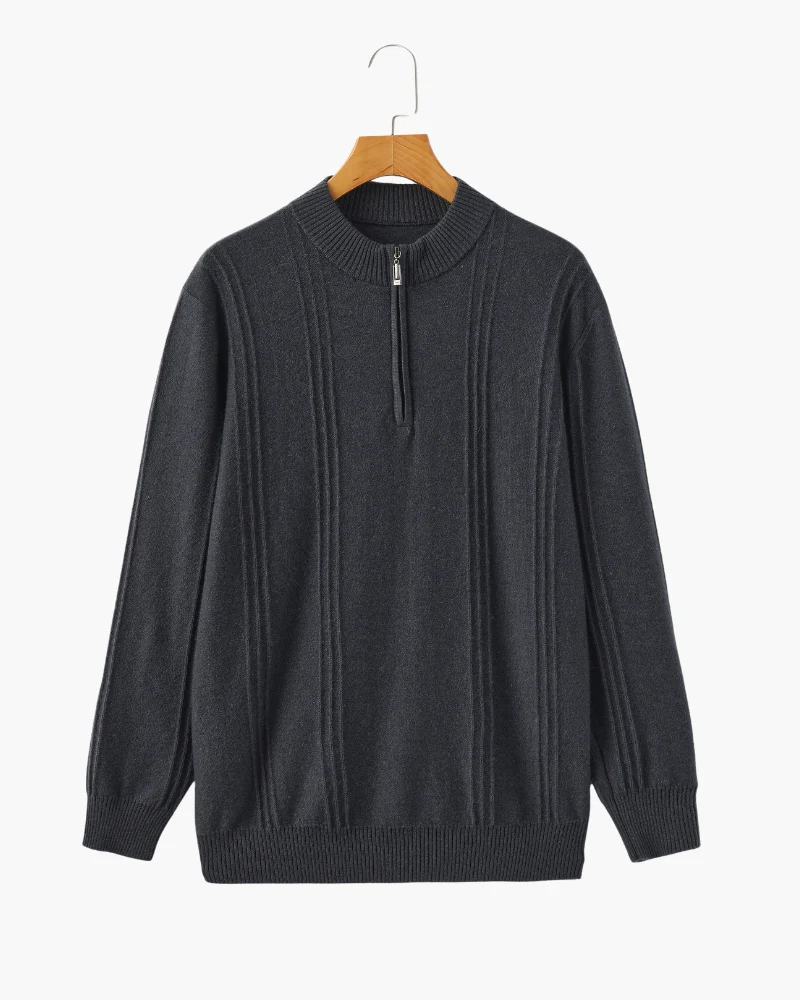 PULL CÔTELÉ DEMI-ZIP CACHEMIRE