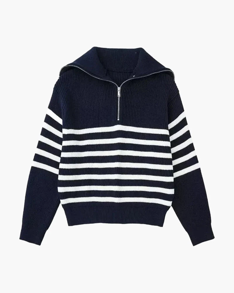 PULL ZIPPÉ RAYÉ