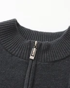 PULL CÔTELÉ DEMI-ZIP CACHEMIRE