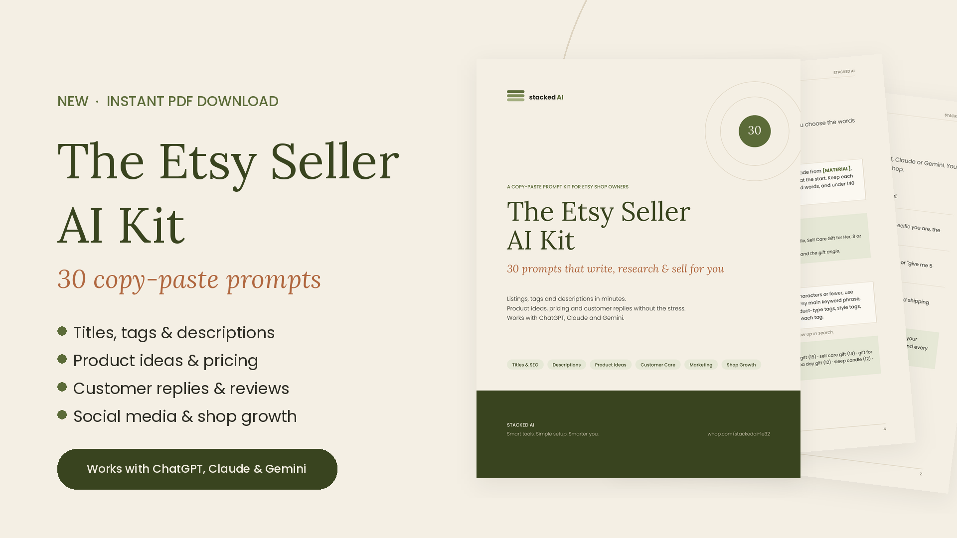 The Etsy Seller AI Kit: 30 Copy-Paste Prompts
