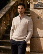 PULL DEMI-ZIP CACHEMIRE TISSÉ