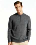 PULL CÔTELÉ DEMI-ZIP CACHEMIRE