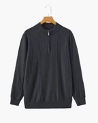 PULL CÔTELÉ DEMI-ZIP CACHEMIRE