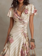 Alba - Robe Midi Florale Rétro Élégante