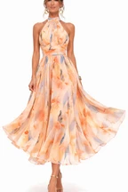 AURORA | ROBE AVEC COL LICOU ET IMPRIMÉ AQUARELLE