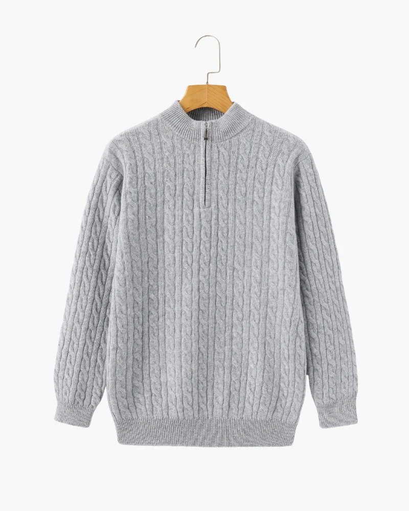 PULL DEMI-ZIP CACHEMIRE TISSÉ