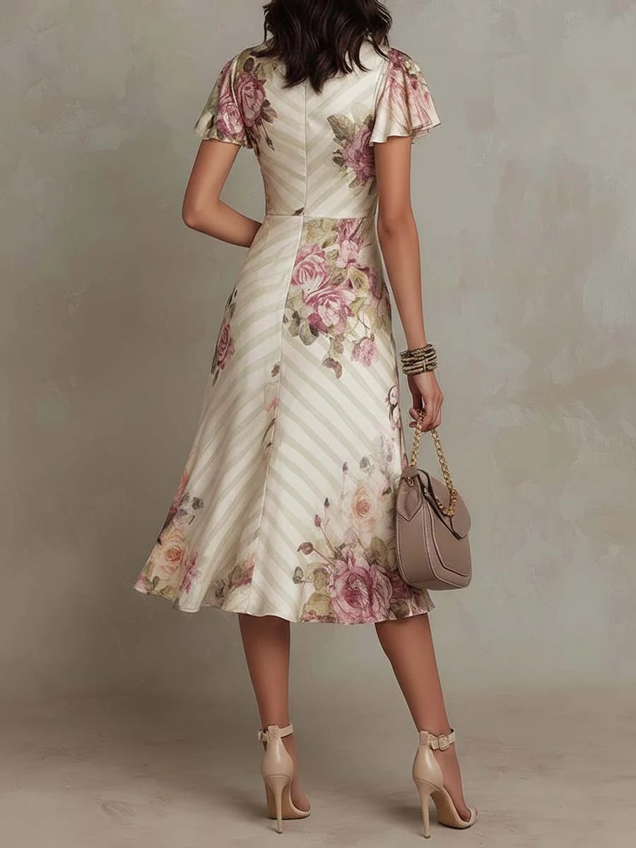 Alba - Robe Midi Florale Rétro Élégante