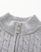 PULL DEMI-ZIP CACHEMIRE TISSÉ