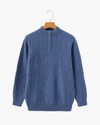 PULL DEMI-ZIP CACHEMIRE TISSÉ