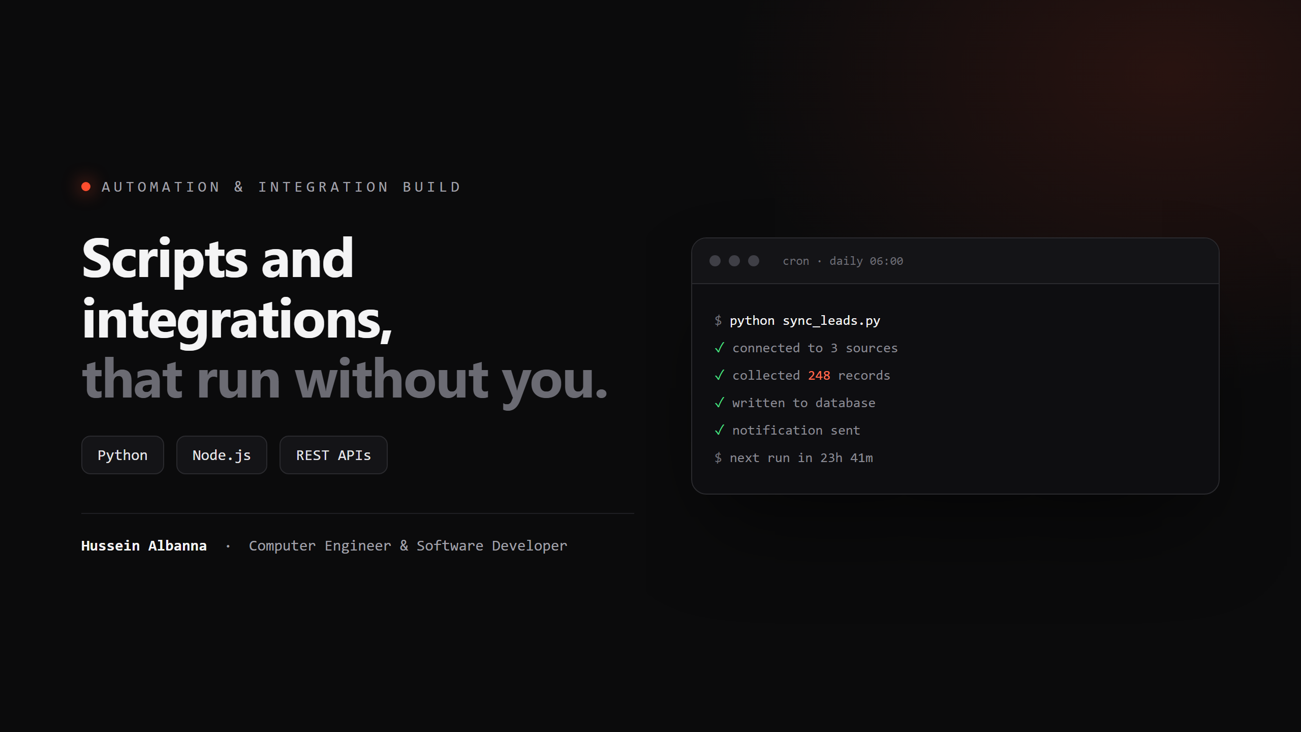 Automation & Integration Build — Python & Node.js