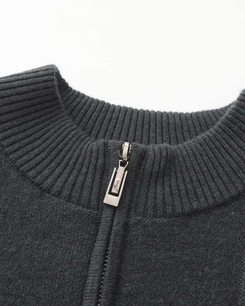 PULL CÔTELÉ DEMI-ZIP CACHEMIRE