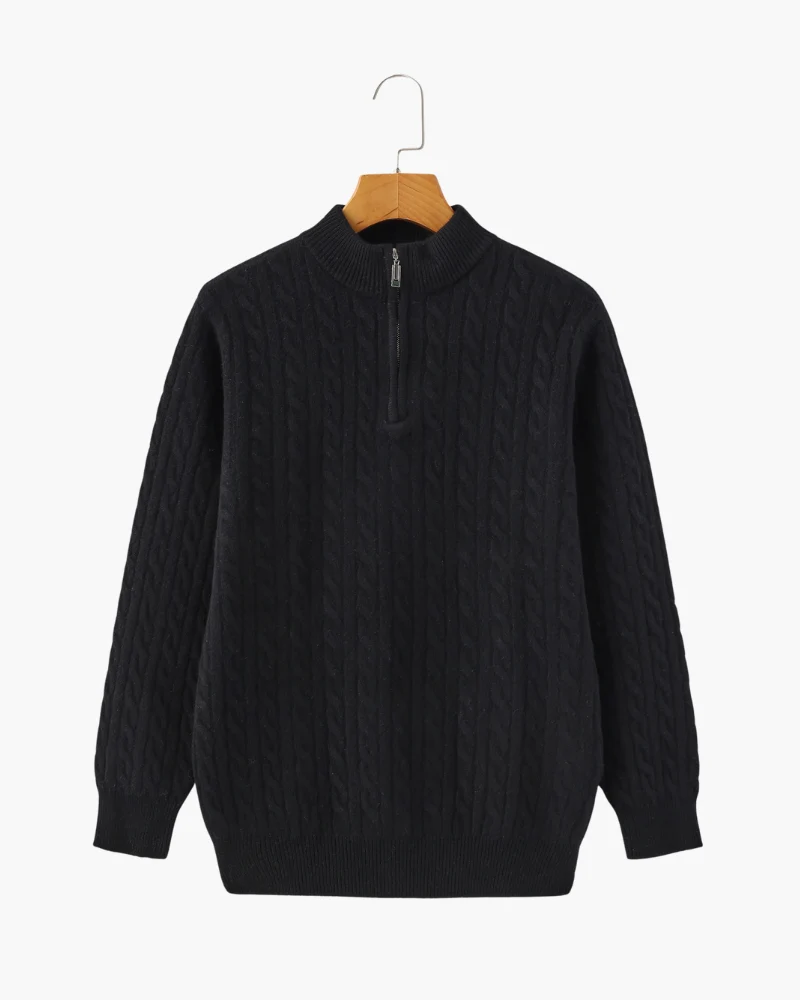 PULL DEMI-ZIP CACHEMIRE TISSÉ