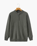 PULL CÔTELÉ DEMI-ZIP CACHEMIRE