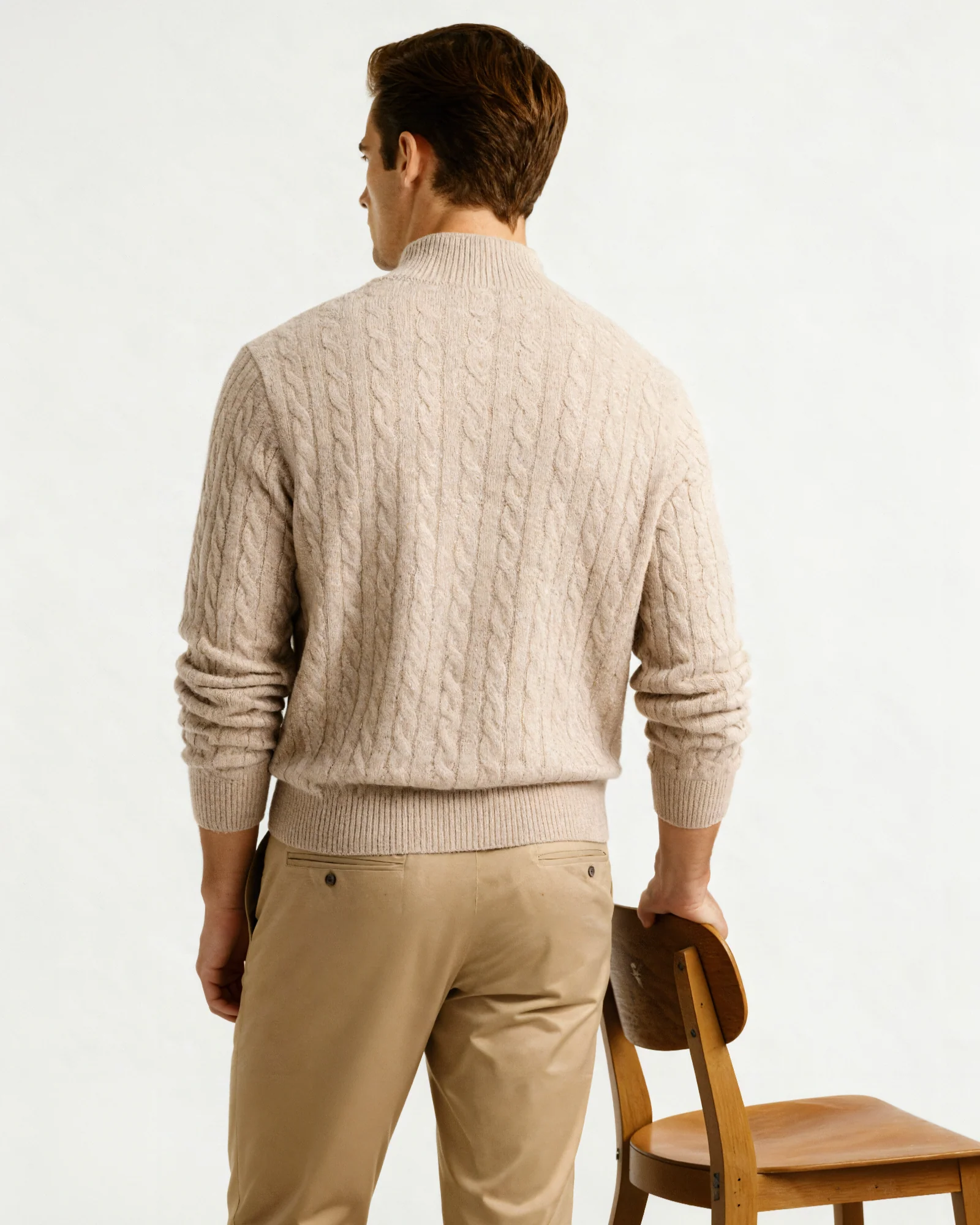 PULL DEMI-ZIP CACHEMIRE TISSÉ