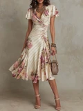 Alba - Robe Midi Florale Rétro Élégante