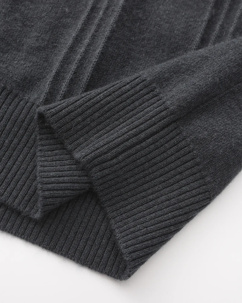 PULL CÔTELÉ DEMI-ZIP CACHEMIRE